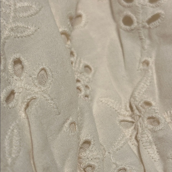 🐞LUCKY BRAND Light Cream Eyelet Midi Dress with Smocked Back size L GUC - Picture 10 of 16